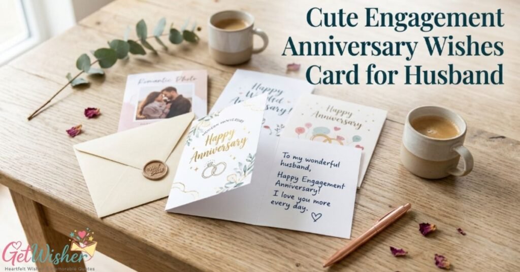 Cute Engagement Anniversary Wishes Card for Husband