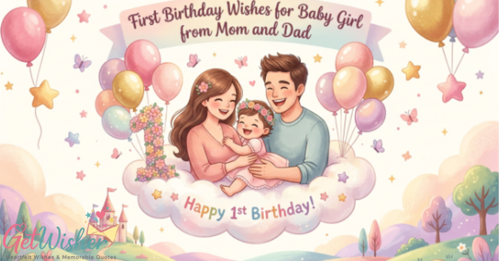 First Birthday Wishes for Baby Girl from Mom and Dad