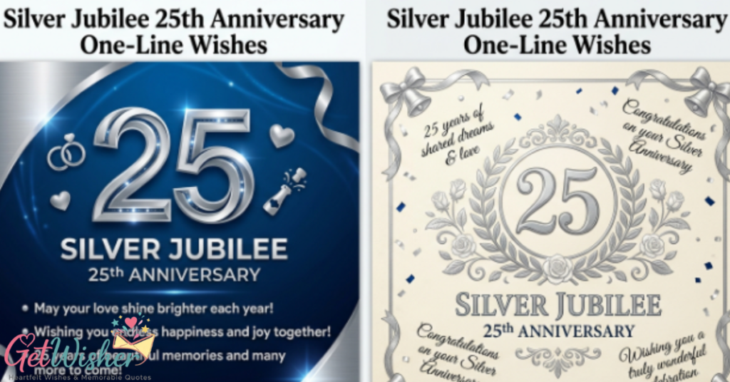 Silver Jubilee 25th Anniversary One-Line Wishes