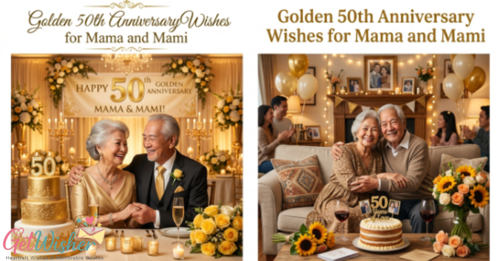 Golden 50th Anniversary Wishes for Mama and Mami